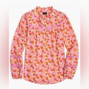 J. Crew Floral Ruffleneck Top